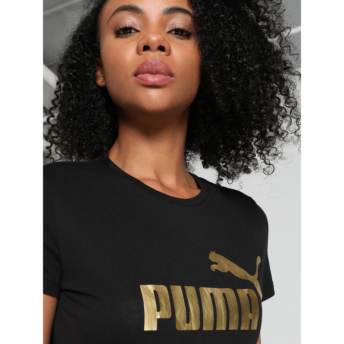 Puma Essentials Metallic Logo Women's Black TShirt Buy Puma