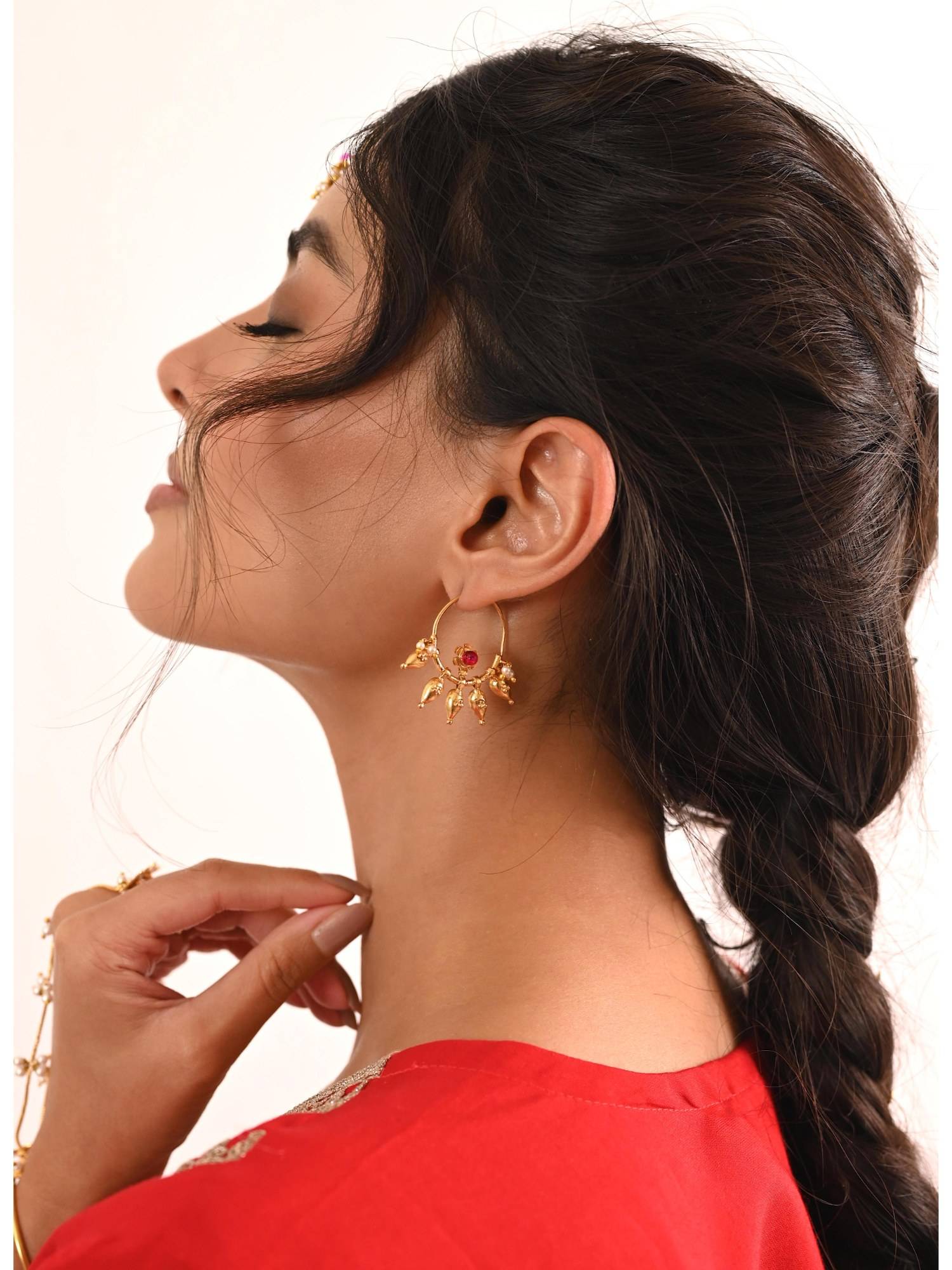 Tangerine Naaz Red Hoop Earrings