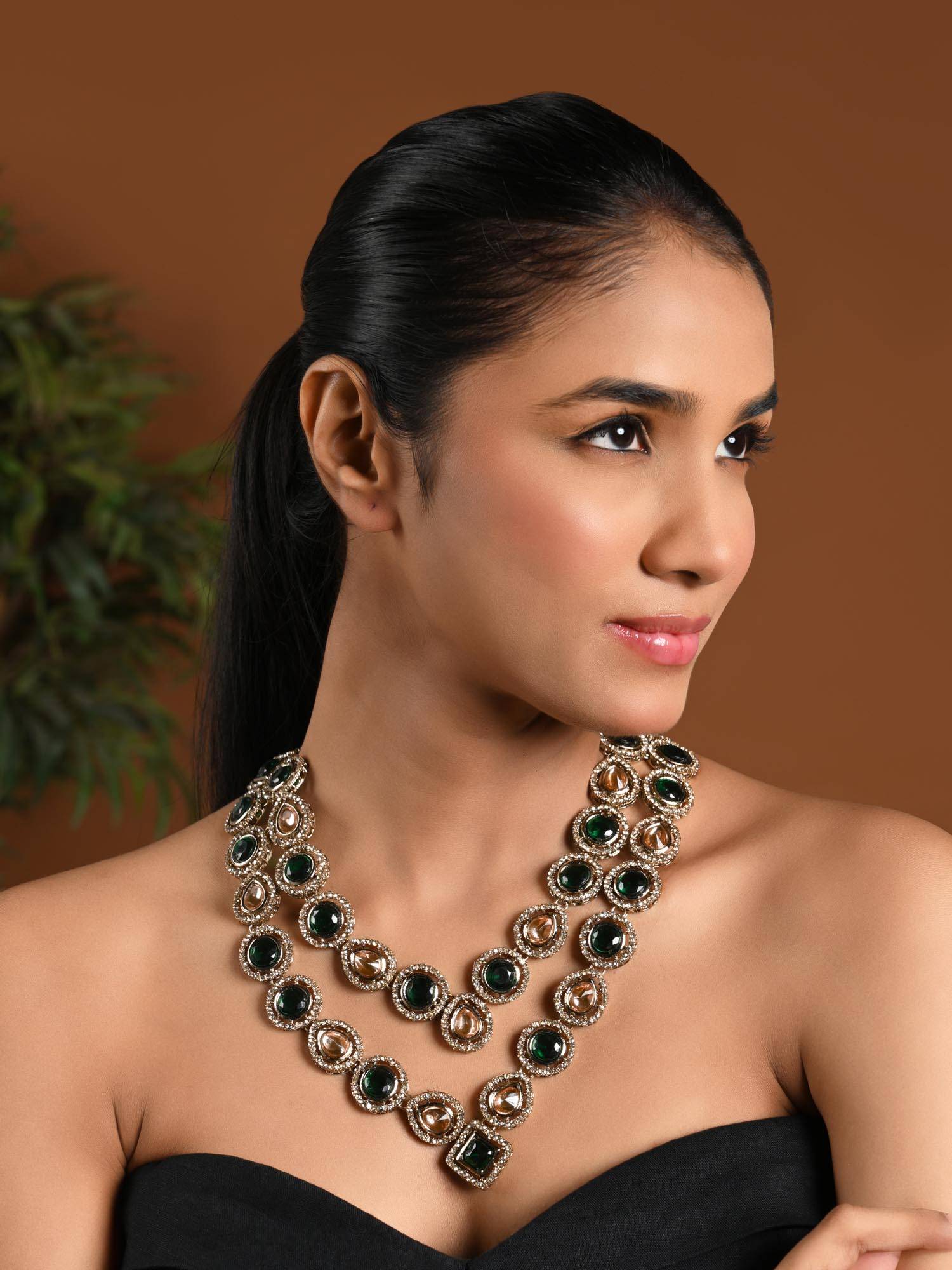 I Jewels Gold Plated Kundan Long Necklace For Women