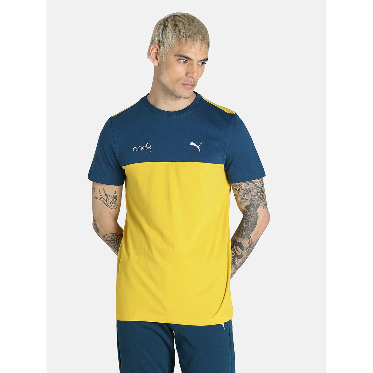 Puma x One8 Color Block Tee Men Yellow 