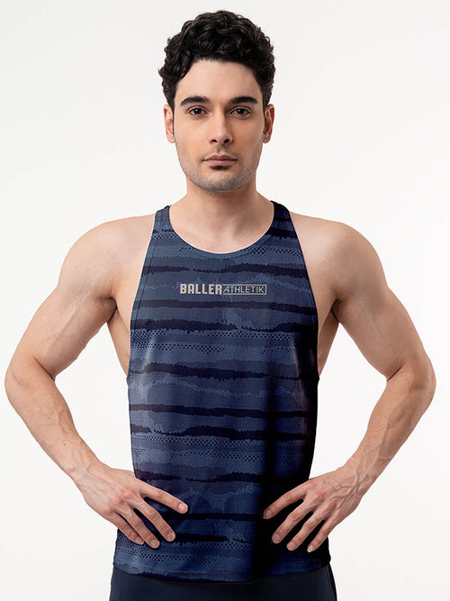 Buy Baller Athletik Navy Blue Printed Warrior Racer Back Sports