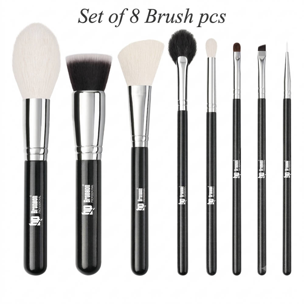 Bronson Professional Premium Makeup Brush Set (8 Pieces) Ultra Soft Makeup Brushes for Face & Eyes