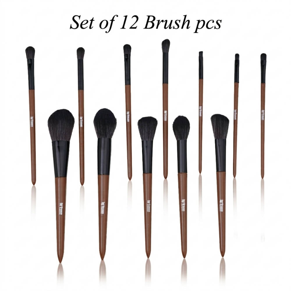 Bronson Professional Premium Makeup Brush Set For Face & Eye Travel Friendly Brown Wooden Handle