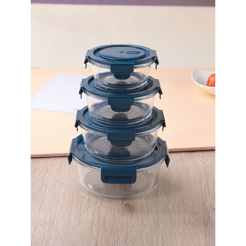 USHA SHRIRAM Round Borosilicate Glass Pp Lid (Pack Of 4)