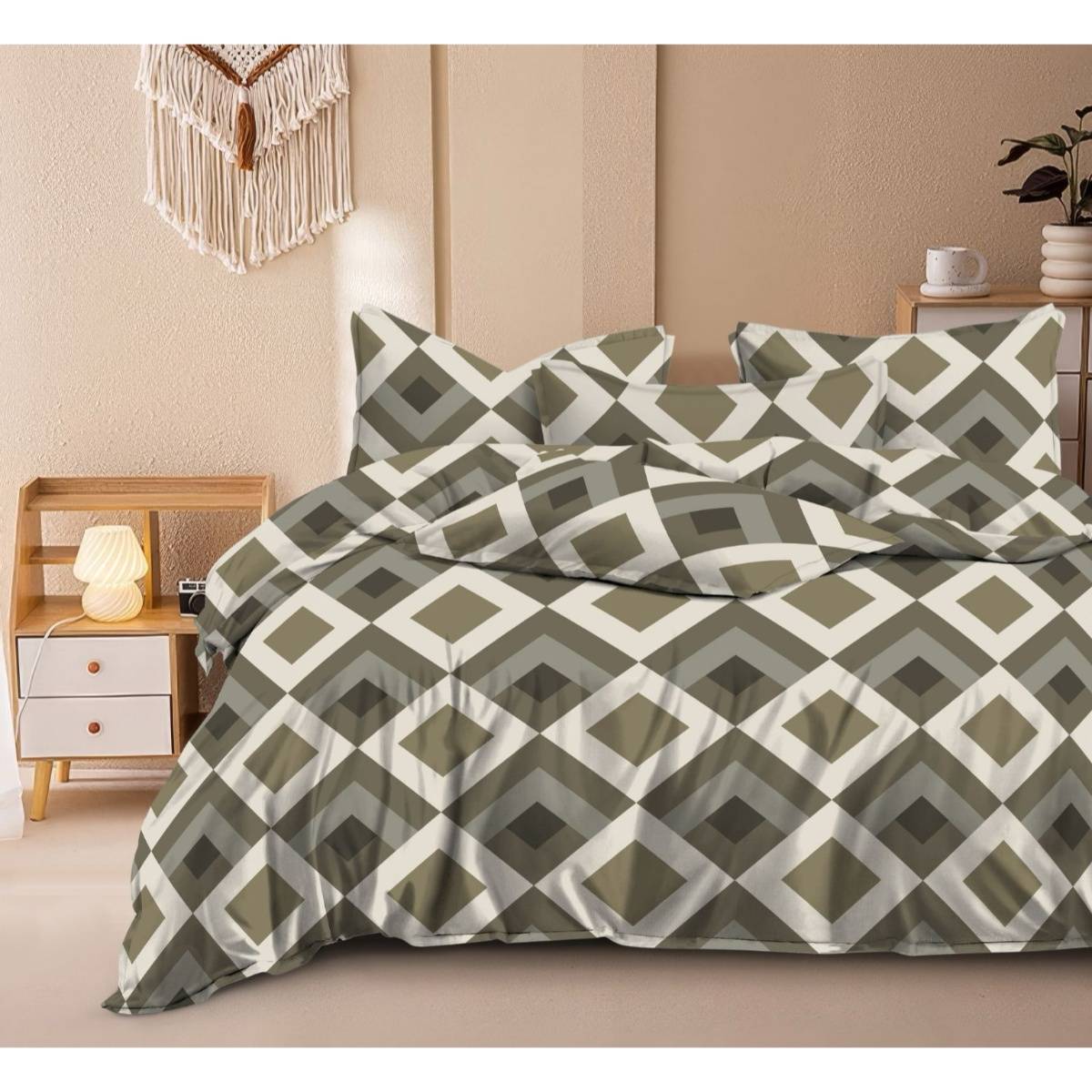 BAJO'S 300 Tc King Bedsheet With 2 Pillow Covers Green