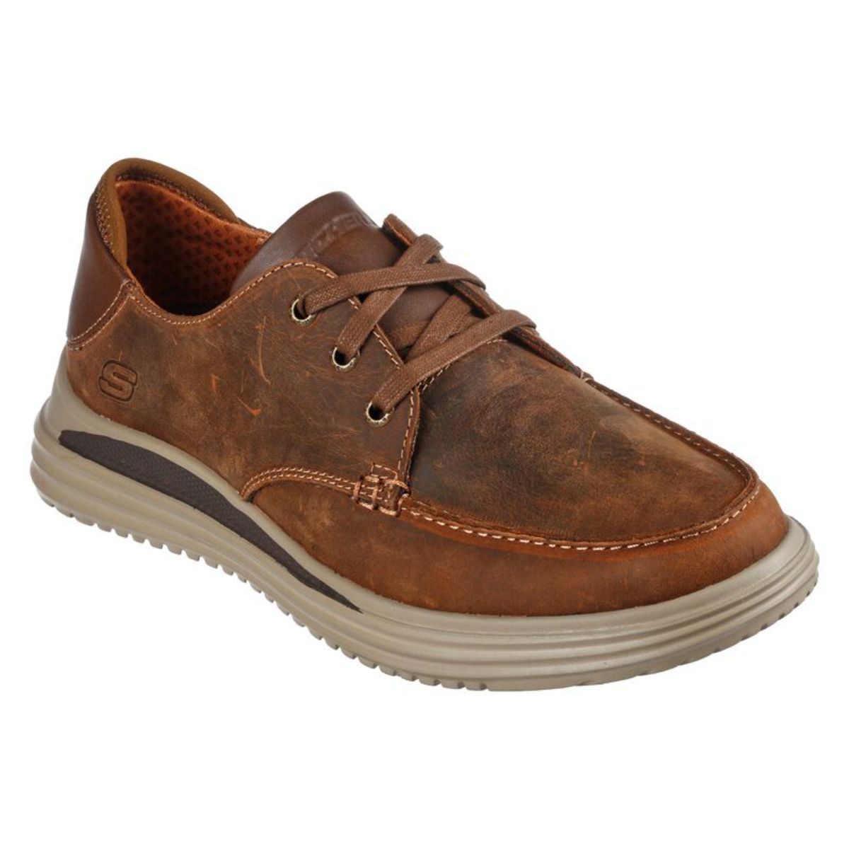 Mens brown store leather skechers