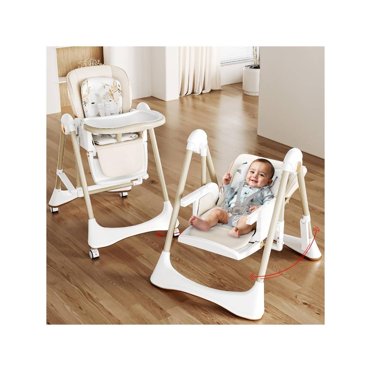 BAYBEE White Nivio Convertible 3-in-1 Baby High Chair for Kids (18-24 Months)