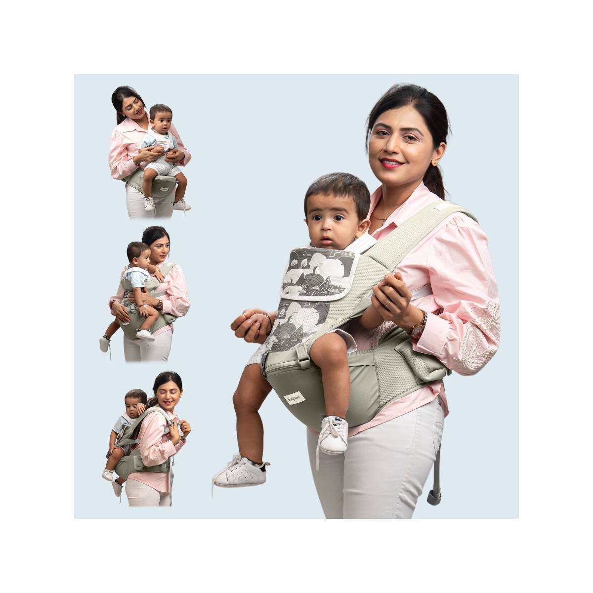 BAYBEE Green Ergonest 6 in 1 Hip Seat Baby Carrier (0-3 Years)