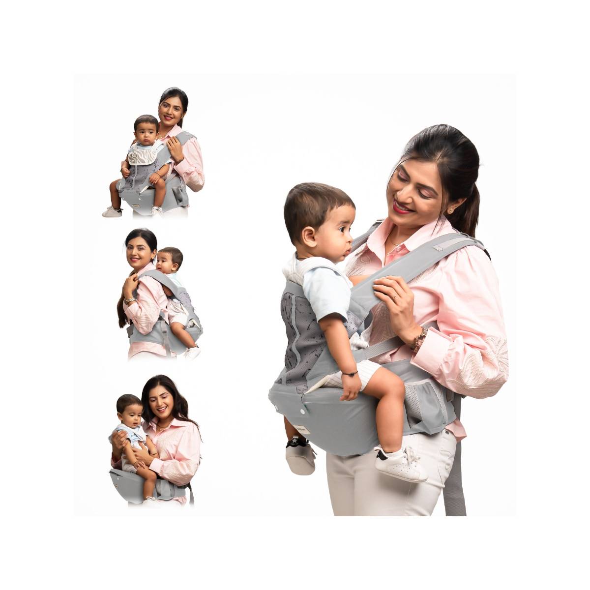BAYBEE Grey Neonest Hip Seat Baby Carrier (0-3 Years)
