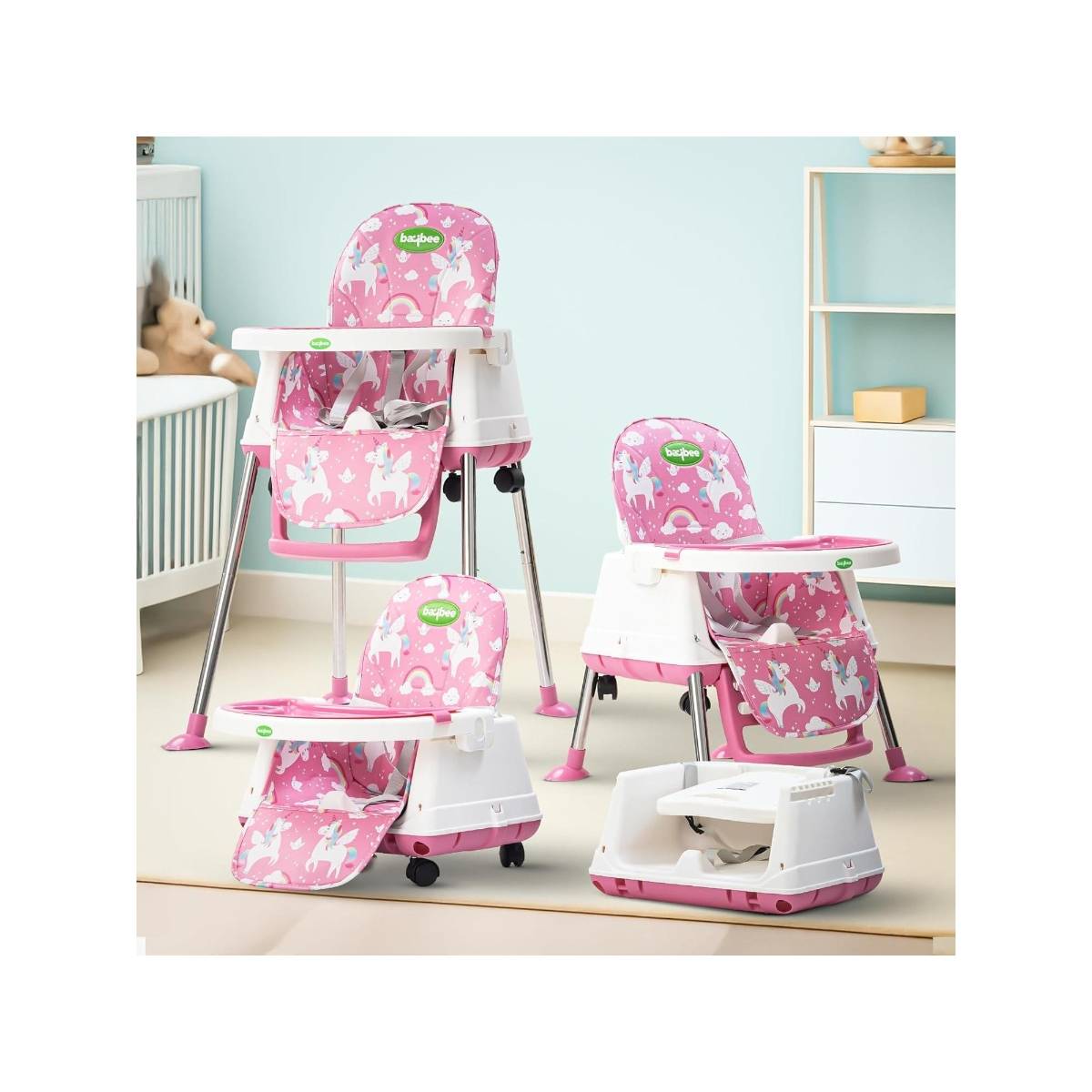 BAYBEE Pink Plastic Printed High Chair