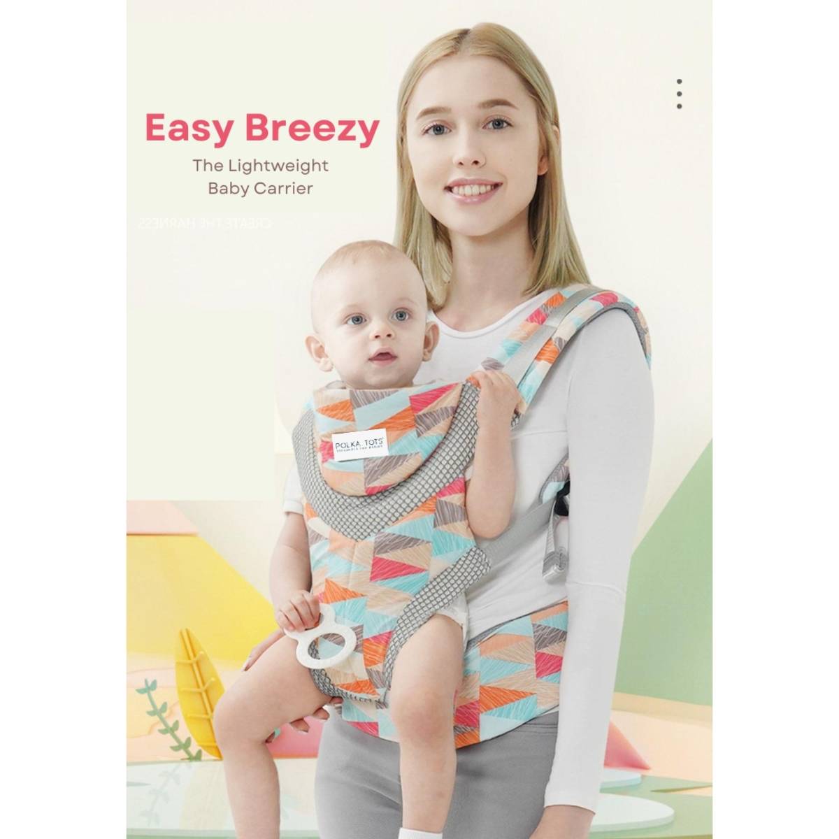Polka Tots Multicolor Easy Breezy Triangle Print Adjustable Baby Carrier for New-Born
