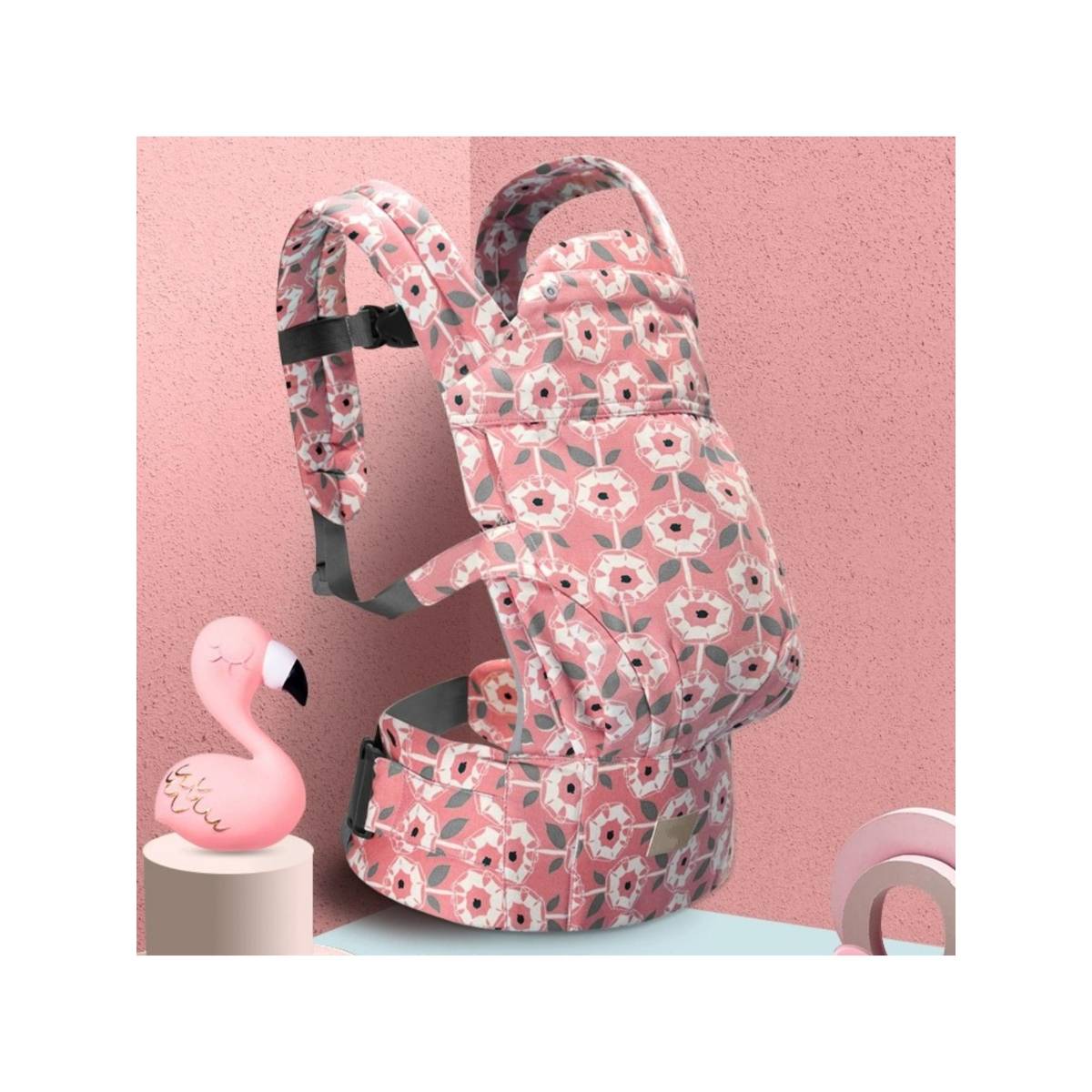 Polka Tots Peach Hugsy Abstract Printed Adjustable Baby Carrier for New-Born