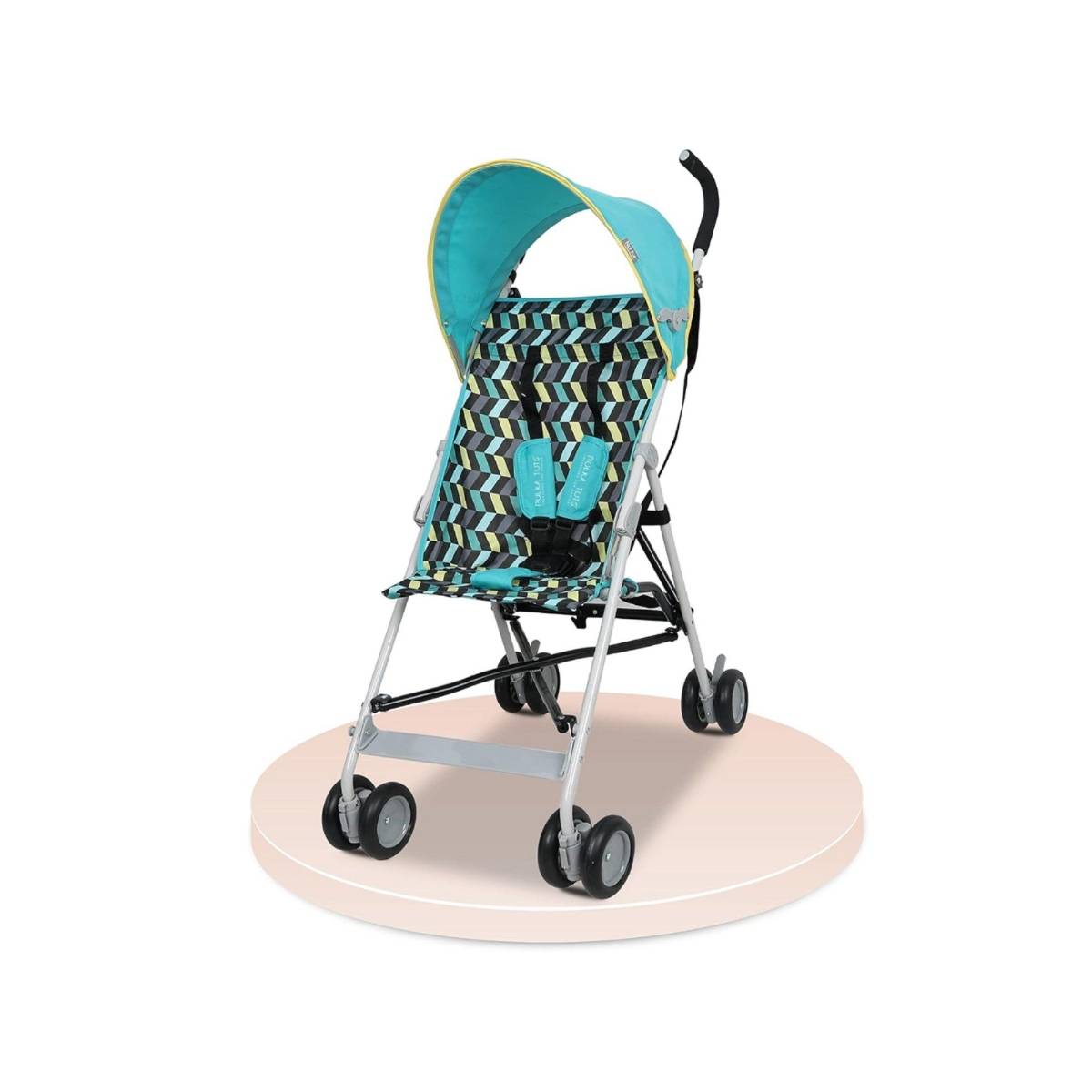Polka Tots Green Light Weight Zic Zac Print Buggy Stroller