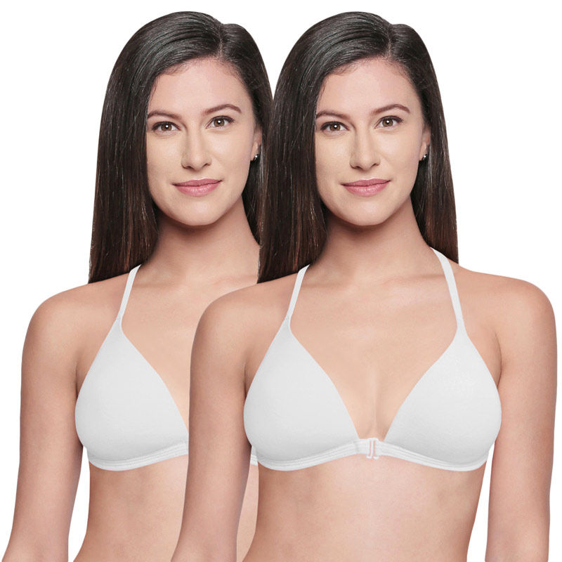 Buy Bodycare Low Coverage, Front Open, Seamless Padded Solid Color Bra in  Pack of 2-6571 - White Online