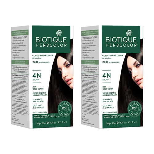 Biotique Natural Herbcolor Hair Color 4n - Brown (Pack Of 2): Buy Biotique  Natural Herbcolor Hair Color 4n - Brown (Pack Of 2) Online at Best Price in  India | Nykaa