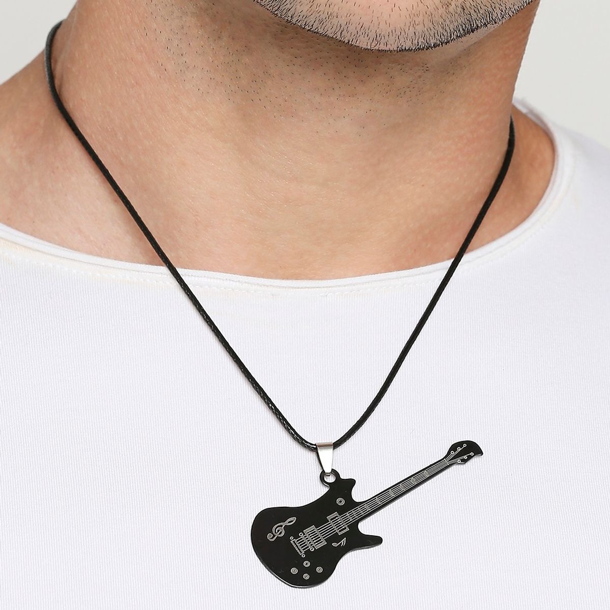Buy Fabula Black Titanium Steel Guitar Biker Fashion Pendant Necklace For Men Boys Online