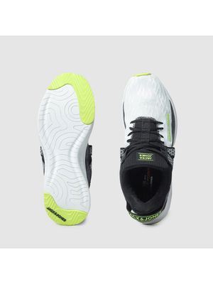 Jack & Jones White &amp; Black Colourblocked Lace-Up Sneakers