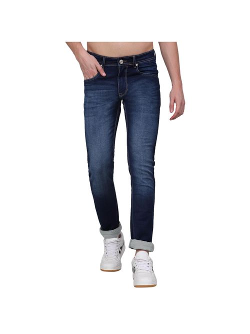 Buy Cantabil Men Dark Blue Solid Stretchable Jeans Online