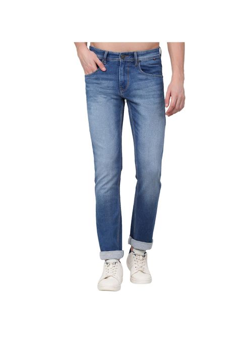 Buy Cantabil Men Dark Blue Solid Stretchable Jeans Online