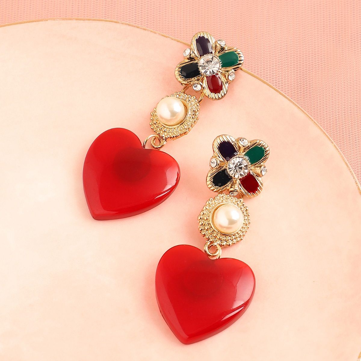 Buy Jewels Galaxy Red Gold Plated Tasseled Heart Shaped Drop Earrings   Earrings for Women 6603106  Myntra