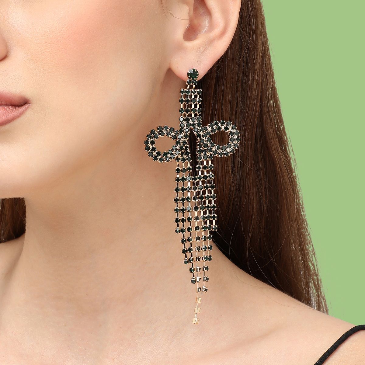 Yellow Chimes Latest Fashion gold Plated Black Crystal Leafy Dangle Earrings  Buy Yellow Chimes Latest Fashion gold Plated Black Crystal Leafy Dangle Earrings  Online at Best Price in India  Nykaa