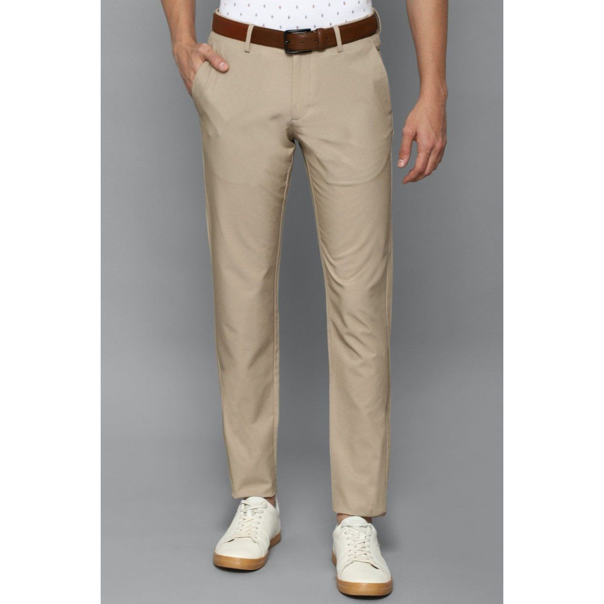 Buy Men Olive Slim Fit Solid Casual Trousers Online - 642134 | Allen Solly