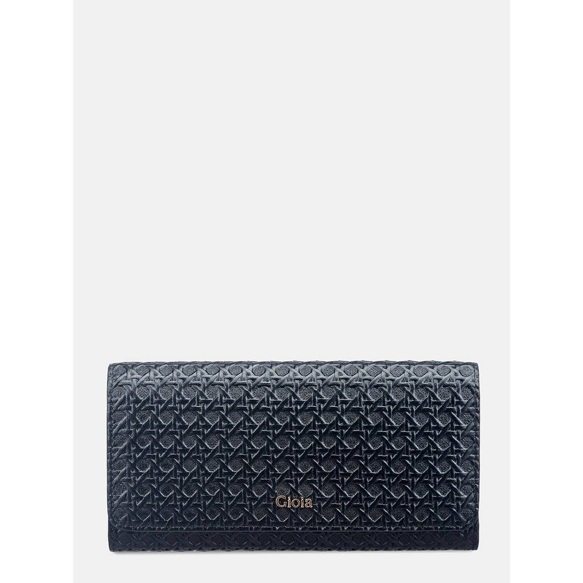 Gioia Black Daisy Zip Around Wallet