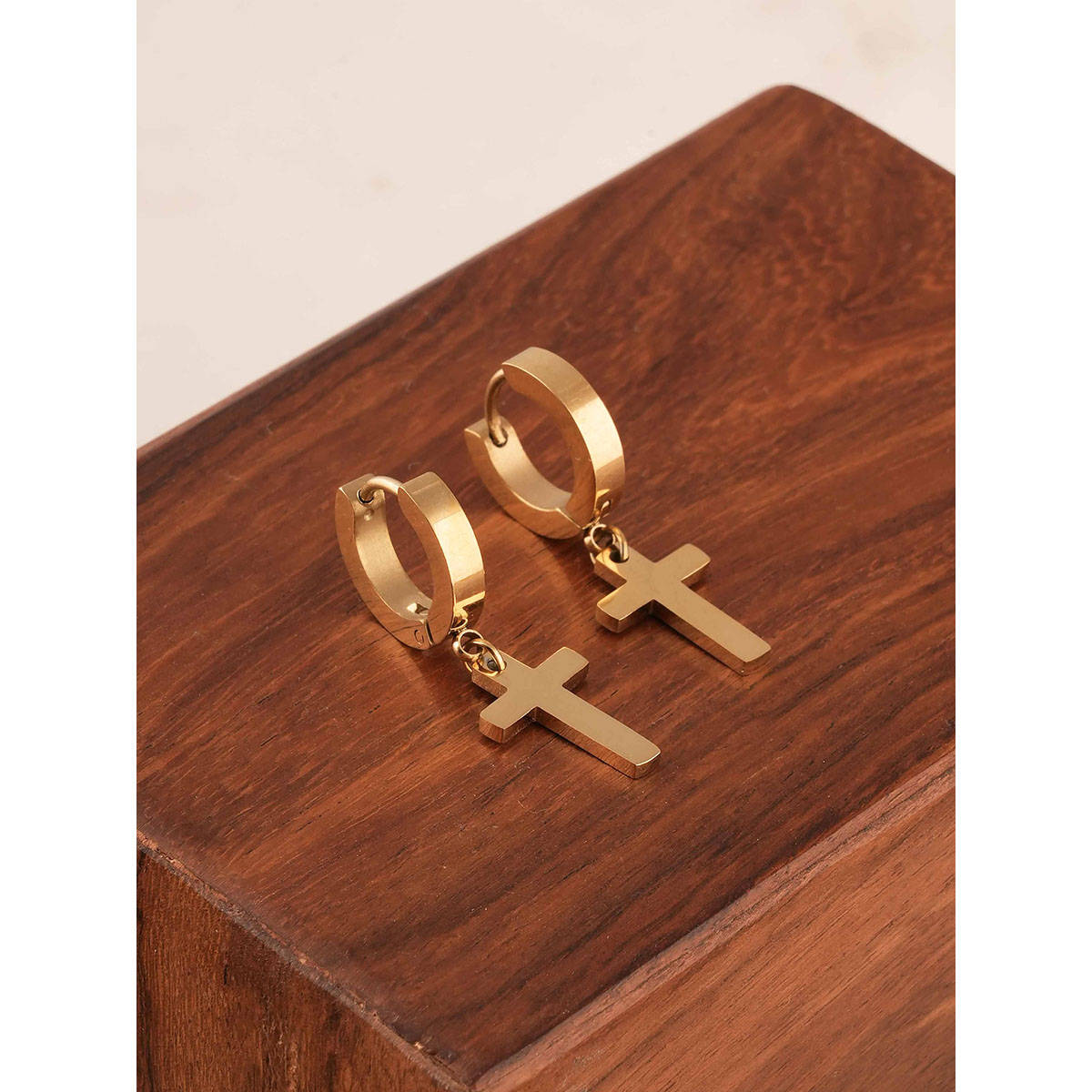 Palmonas Womens Waterproof and Anti Tarnish Faithful Cross Drop Earrings