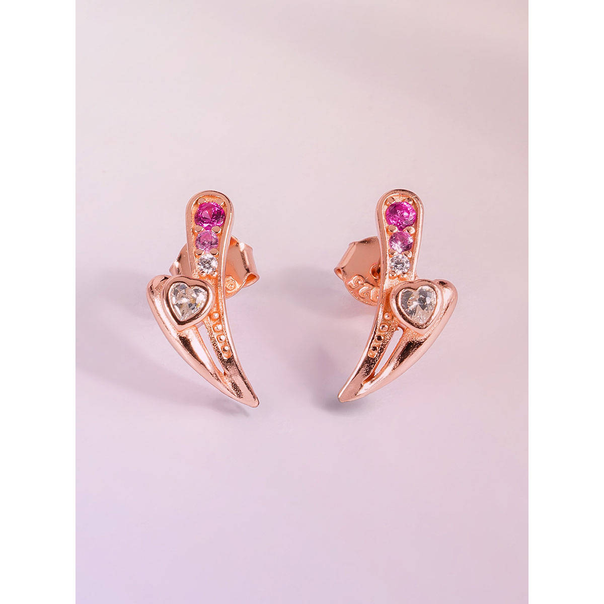 Palmonas Womens 925 Sterling Silver Bladerose Spark 925 Rose Gold Stud Earrings
