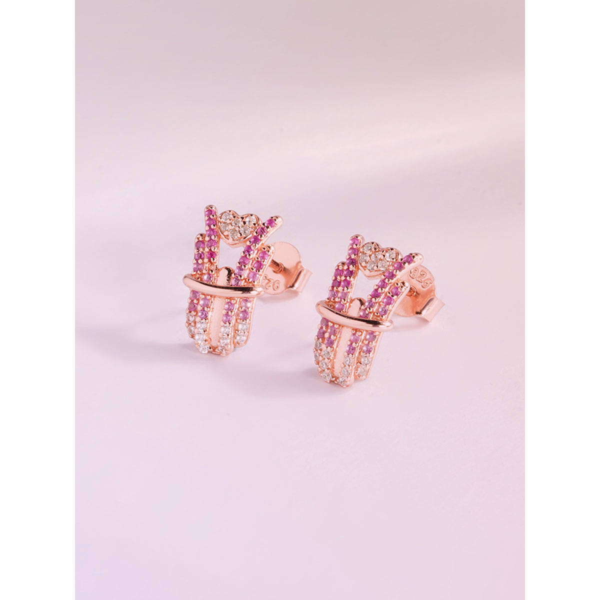Palmonas Womens 925 Sterling Silver Ethereal Fade Rose Gold Stud Earrings