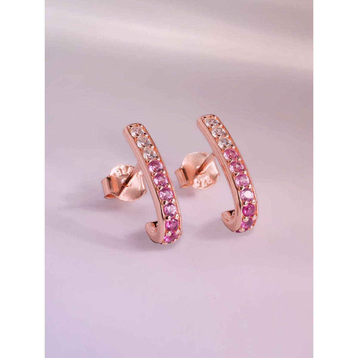 Palmonas Womens 925 Sterling Silver Petaline Glow 925 Rose Gold Stud Earrings