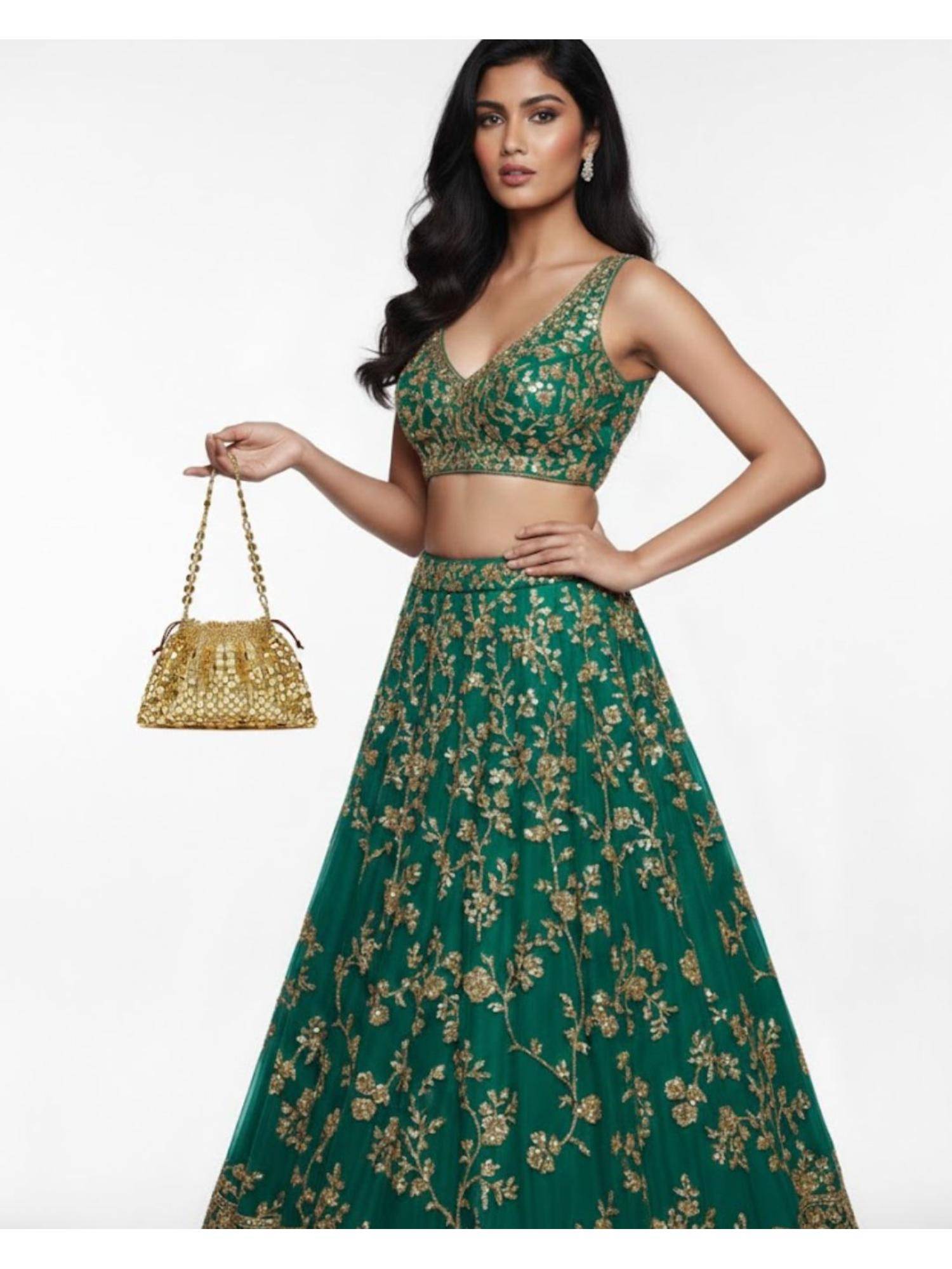 Shopsiiri Gold Starlight Mirror Mesh Potli Bag