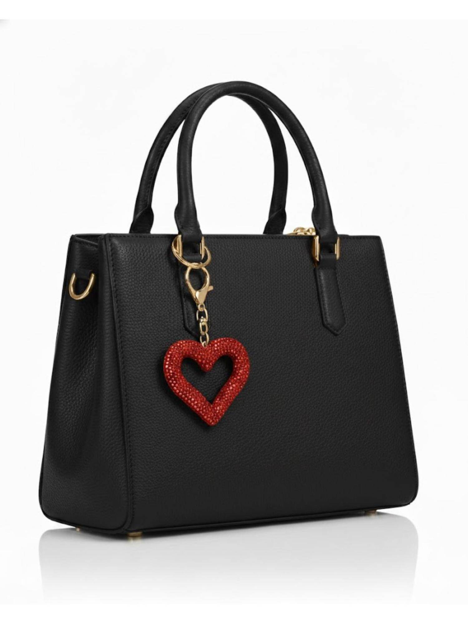 Shopsiiri Crimson Love Heart Keychain - Red Rhinestone Heart Bag Charm
