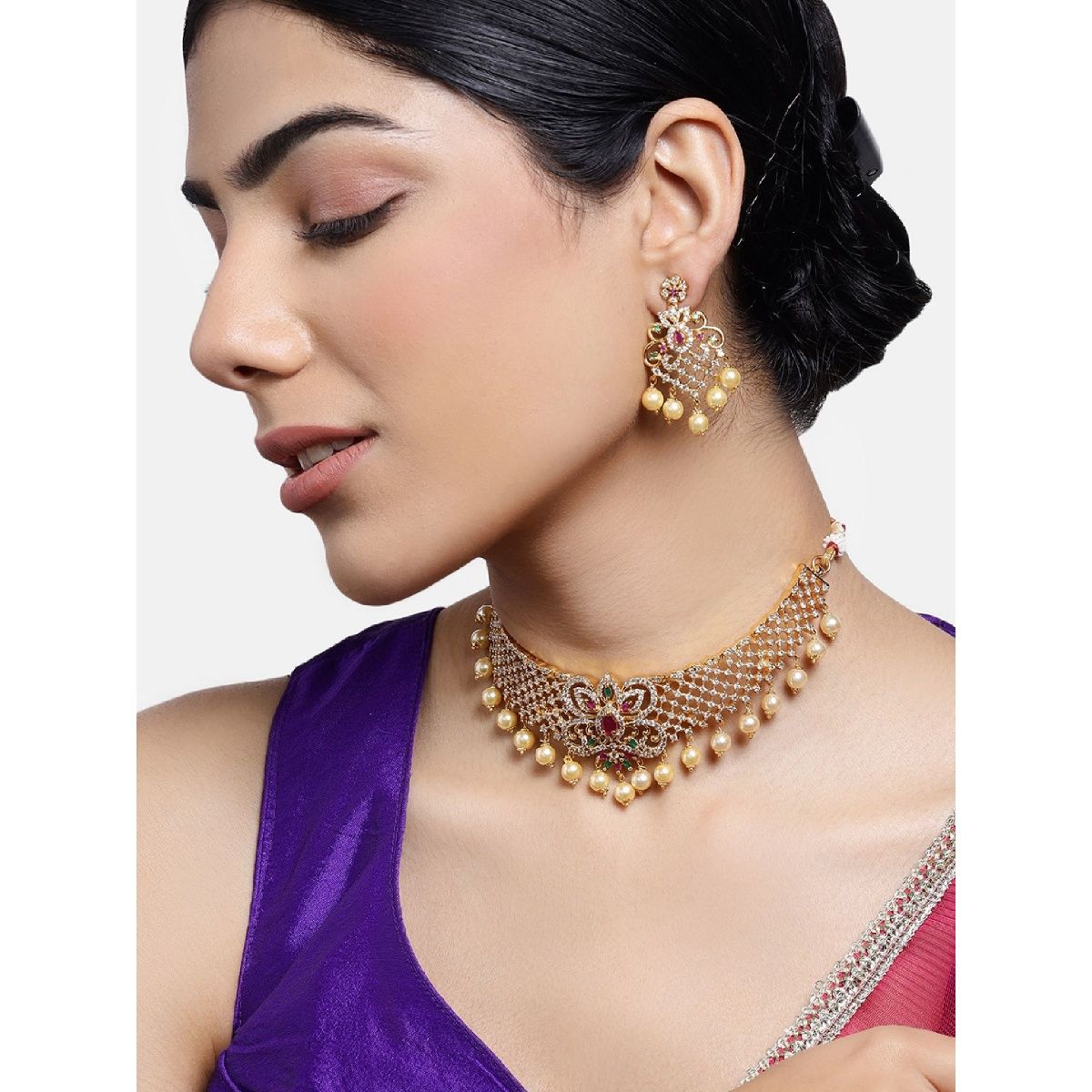 Buy Kord Store Traditional Gold Plated Laxmi Design Choker Necklace set For  Girls and Women Online at Best Prices in India - JioMart.