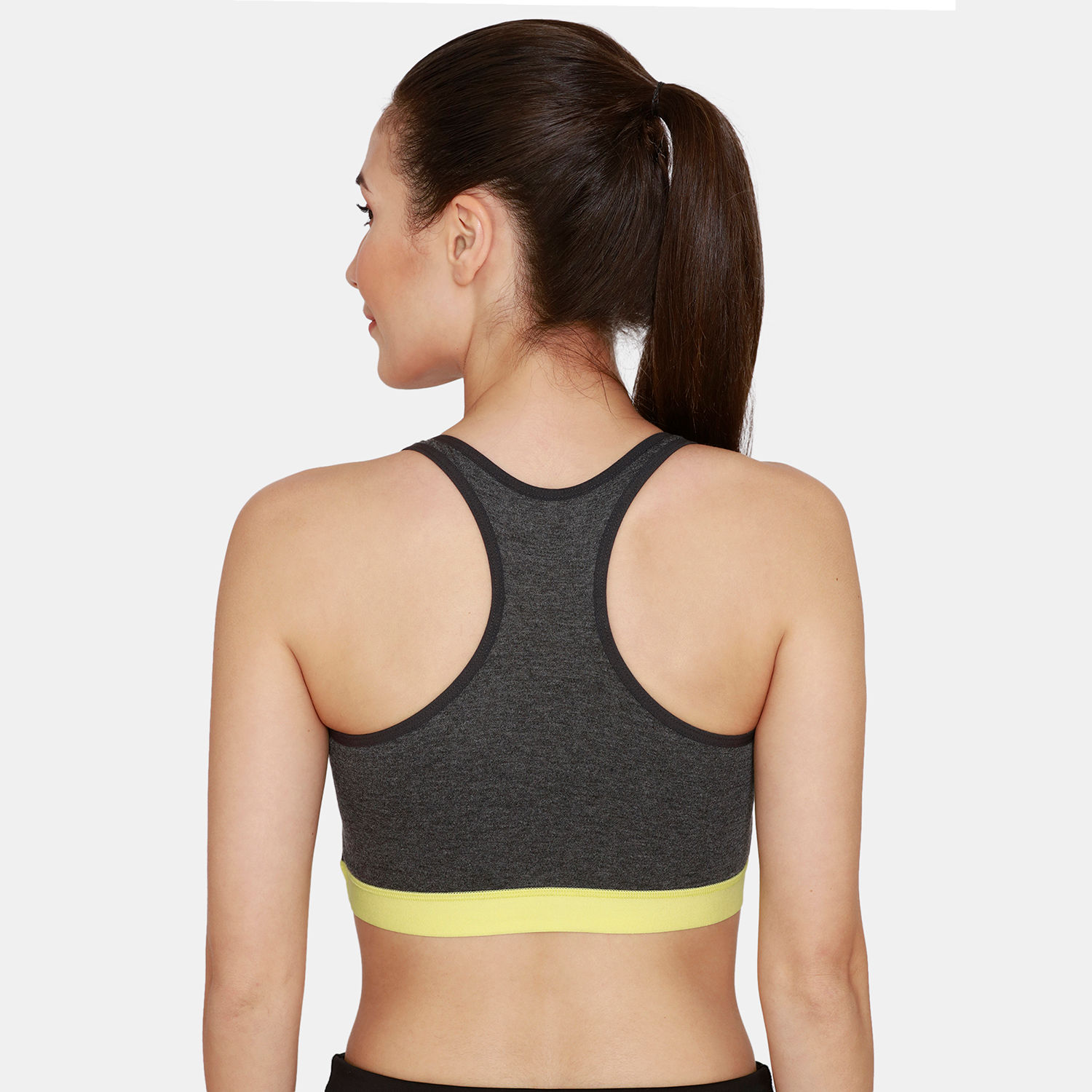 Zivame Rosaline Sports Bra With Removable Padding Anthra Melange Buy
