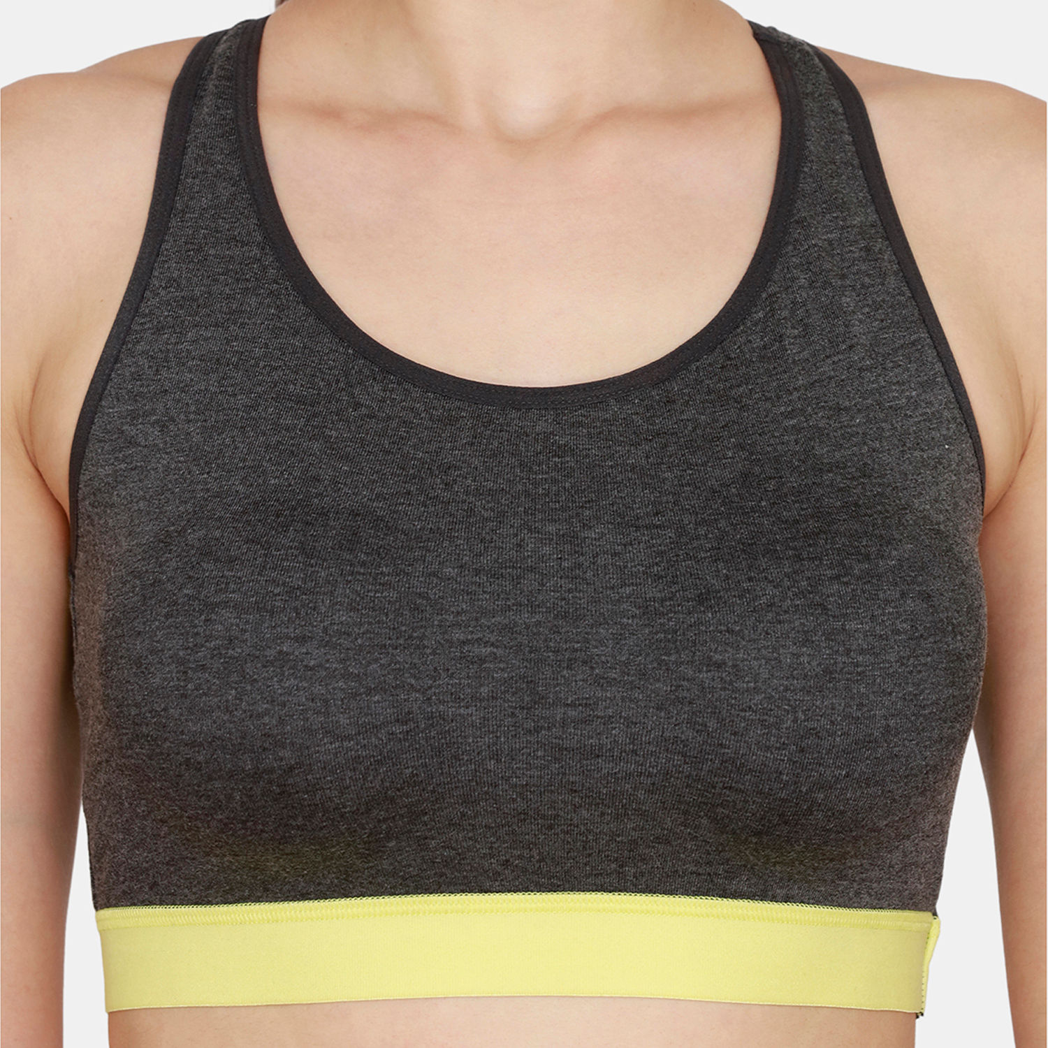 Zivame Rosaline Sports Bra With Removable Padding Anthra Melange Buy