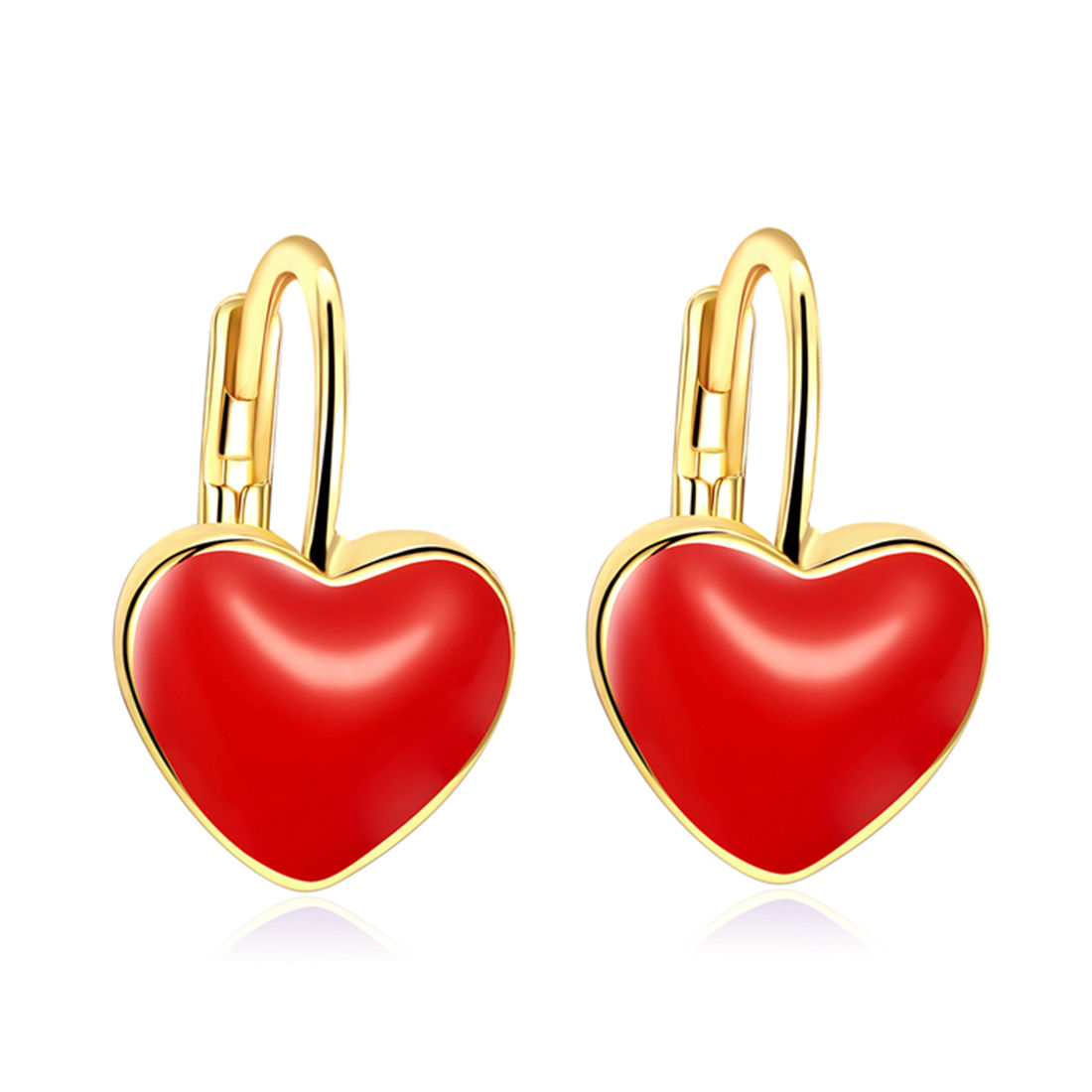 Gold tone kerala style red heart shape pendant with earrings dj43461   dreamjwell