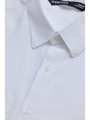 Snitch White Stretchable Pique Shirt