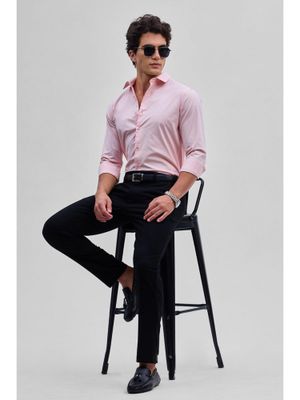 Snitch Light Pink Stretchable Slim Fit Shirt