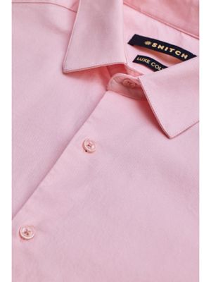 Snitch Light Pink Stretchable Slim Fit Shirt