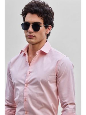 Snitch Light Pink Stretchable Slim Fit Shirt