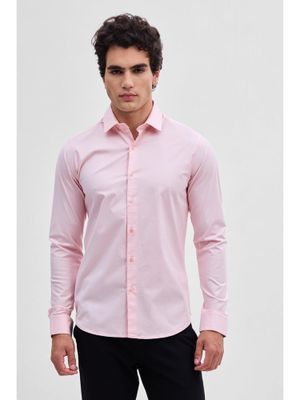 Snitch Light Pink Stretchable Slim Fit Shirt