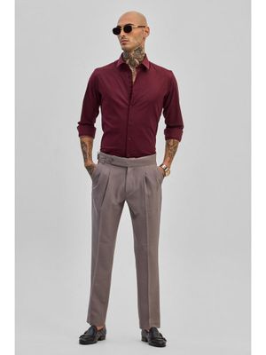 Snitch Maroon Stretchable Slim Fit Shirt