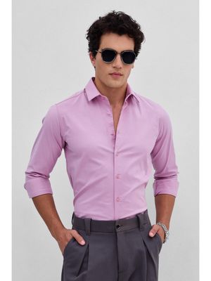 Snitch Pink Stretchable Slim Fit Shirt