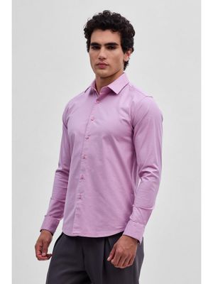 Snitch Pink Stretchable Slim Fit Shirt