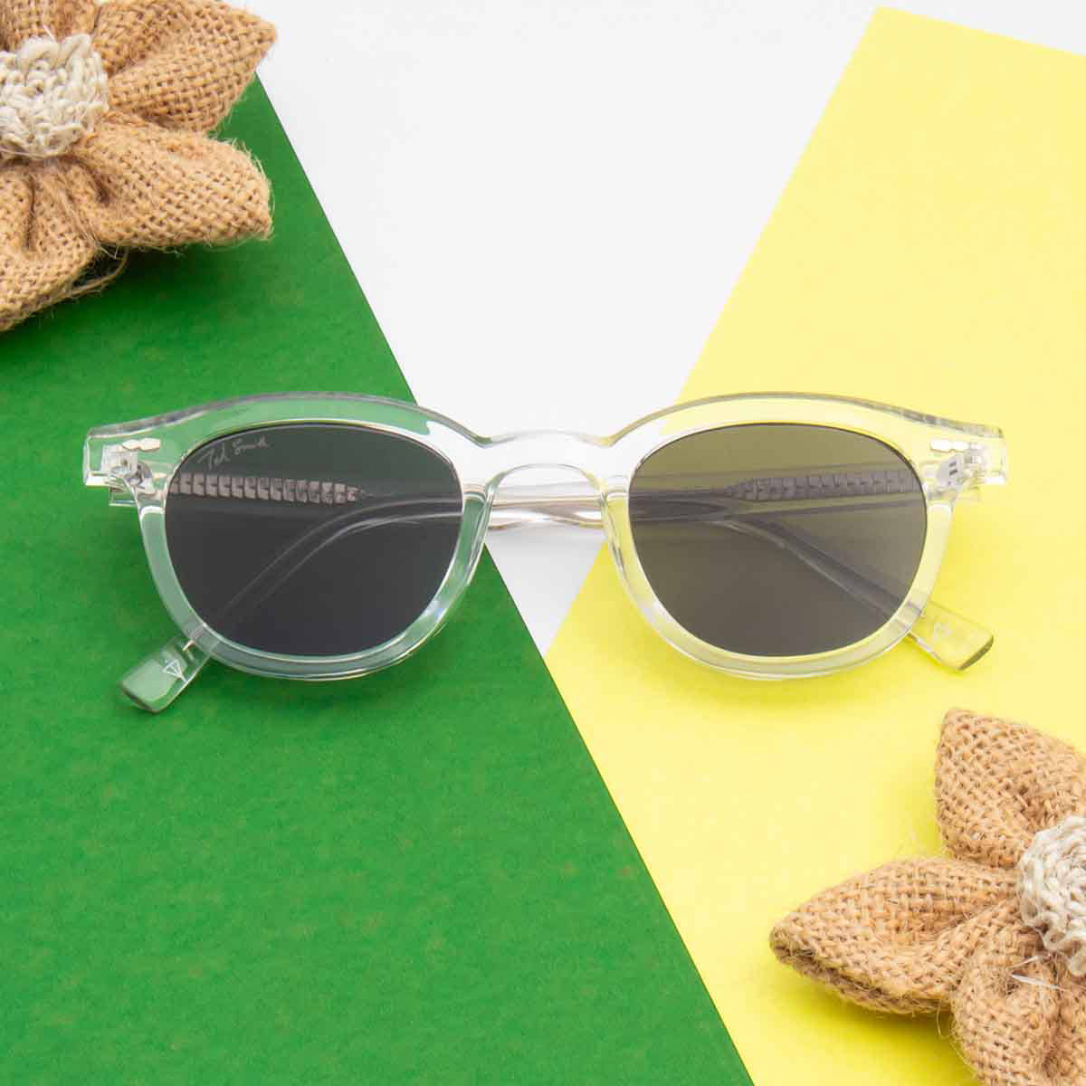 TED SMITH Unisex Grey Lens Wayfarer Full Rim Sunglasses (48)