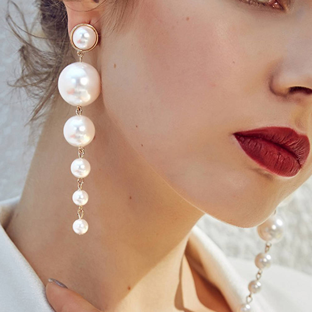 Yellow Chimes Statement Fashion Gold Toned Pearl Dangler Earrings