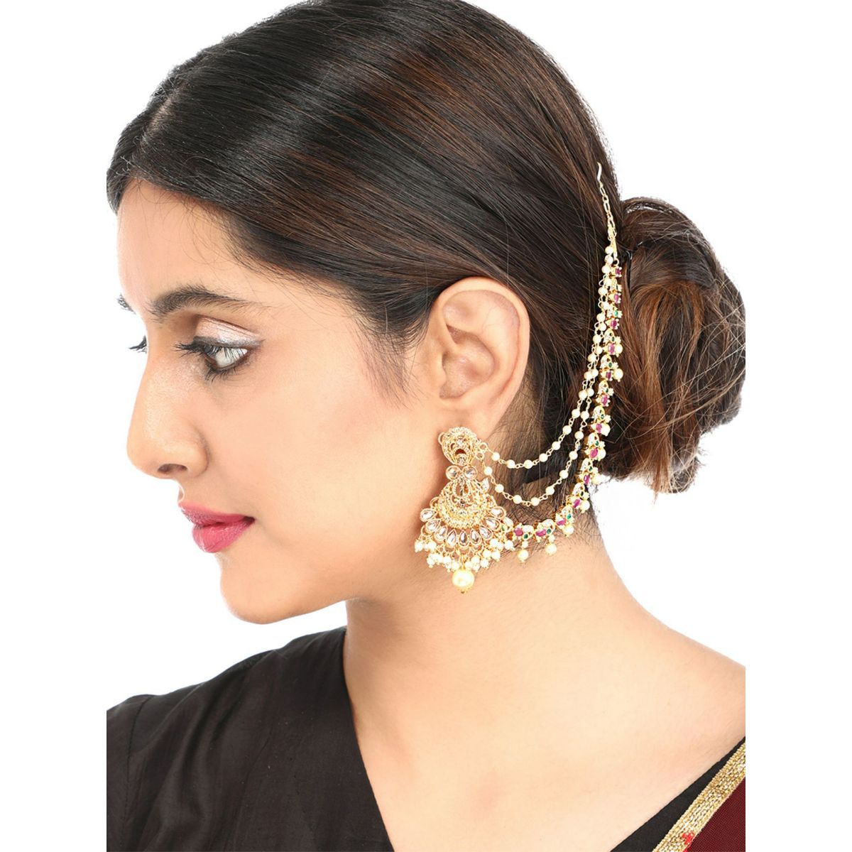 Buy Kanyaadhan by DhirajAayushi Embroidered Long Jhumka Earrings Online   Aza Fashions