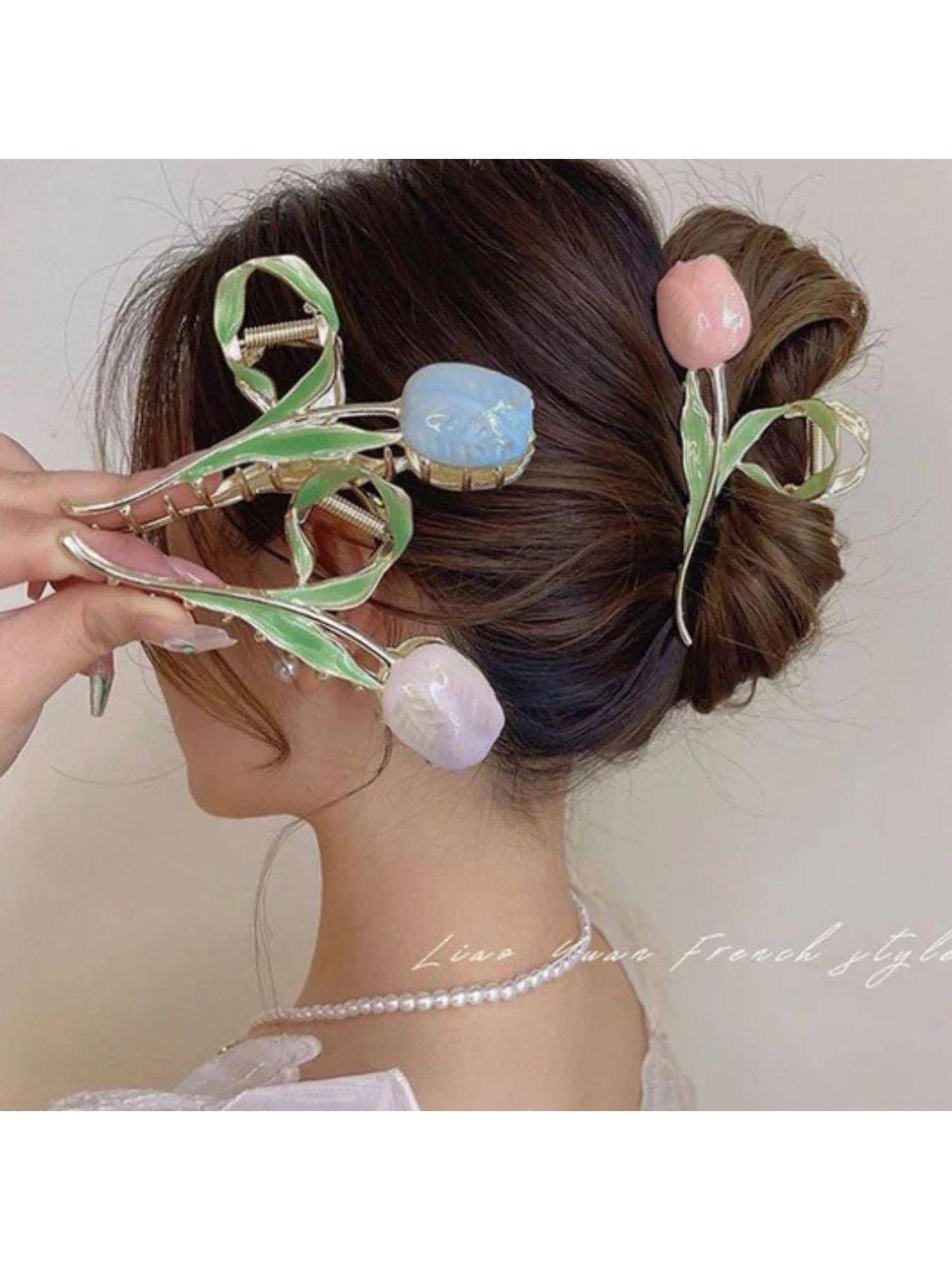 ESTAILO FASHION Women Fashion Tulip Hair Claw Clips (Pack of 3)