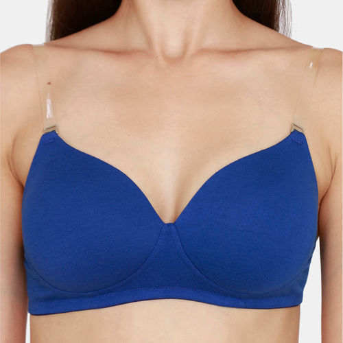 Buy Zivame Beautiful Basics Padded Non-Wired 3/4th Coverage Backless Bra -  Sodalite Blue Online